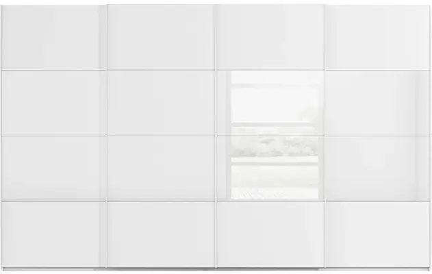 Goossens kledingkast finca combi glans mat glas wit hoogwaardig meubelplaat - 8244370-{merk}-finca-combi-sts-wit-schuifdeuren-01